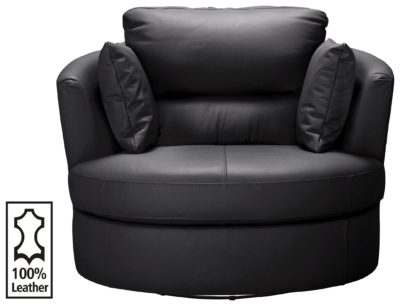 Collection - Trieste - Leather Swivel Chair - Black
